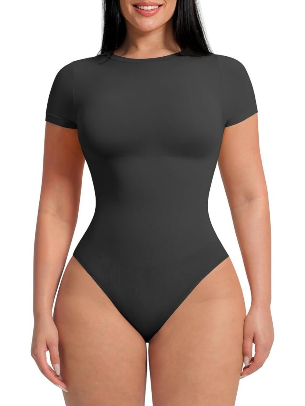 Soft Short Sleeve Tummy Control Shapewear Bodysuit for Women - Slimming Fit